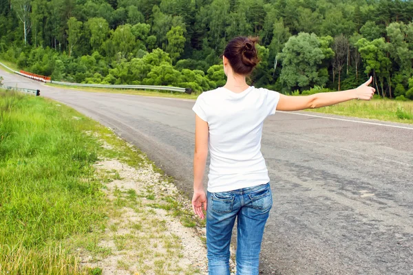 Mujer autostop — Foto de Stock