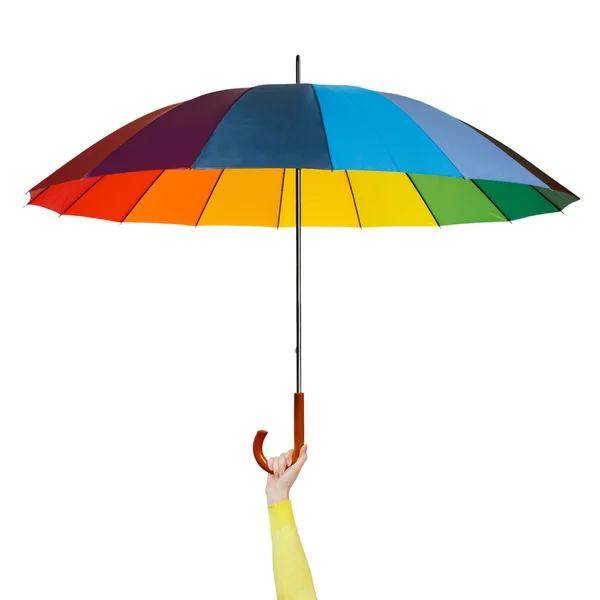 Hand with colorful umbrella — Stock Photo, Image