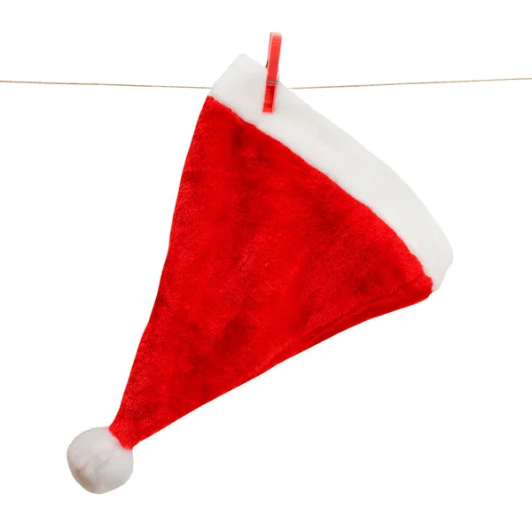 Santa hat on a clothesline — Stock Photo, Image