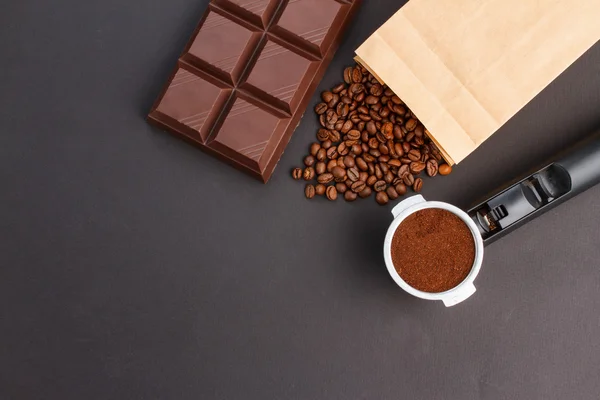 Coffee set on gray background — Stock Photo, Image