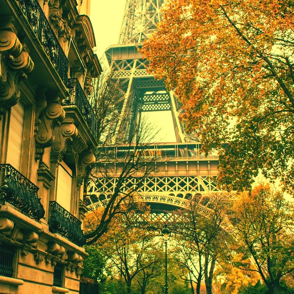 Torre Eiffel tra edifici — Foto Stock