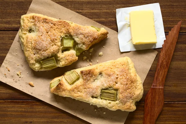 Rhubarb Scones with Butter — Stock Photo, Image