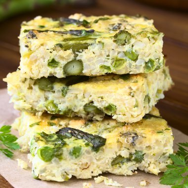 Green Asparagus, Pea, Blue Cheese Frittata