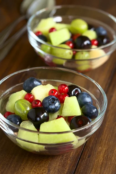 Fruit Salad Made of Cantaloupe Melon, Cherry and Berries — Stock Photo, Image
