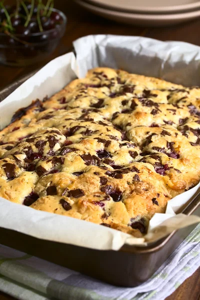 Cherry Blondie or Blond Brownie Cake — Stock Photo, Image