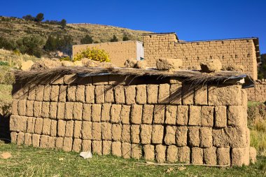 Adobe Brick Pile at Lake Titicaca in Bolivia clipart