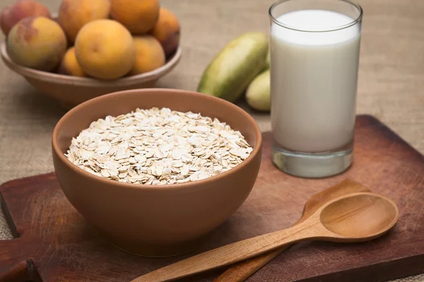 Haferflocken und Milch — Stockfoto