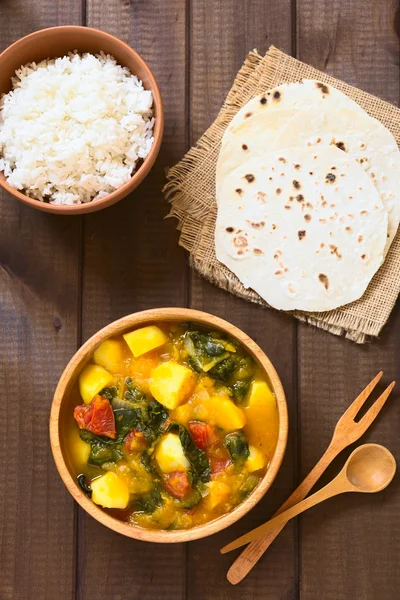 Pumpkin Mangold Potato Tomato Curry Dish — Stock Photo, Image