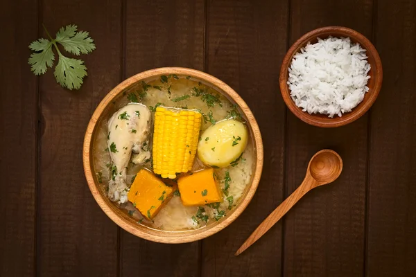 Traditional Chilean Cazuela de Pollo Soup — Stock Photo, Image