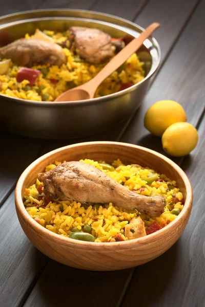 Paella de pollo española — Foto de Stock