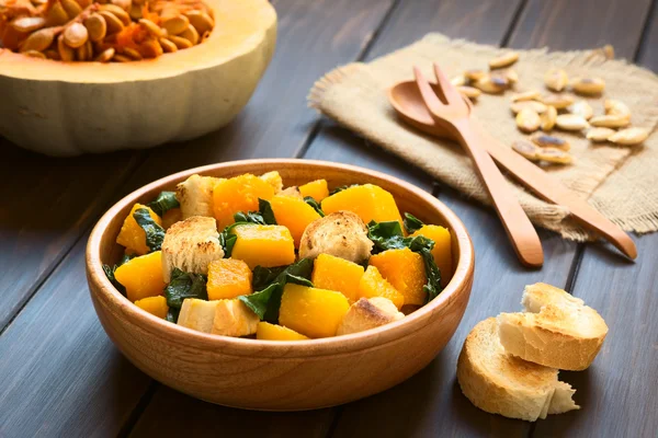 Pumpkin and Chard Salad with Croutons — 스톡 사진