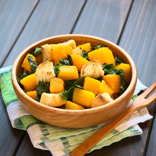 Pumpkin and Chard Salad with Croutons
