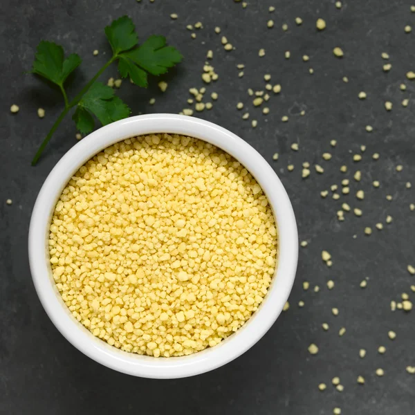 Raw Couscous in Small Bowl — Stok fotoğraf