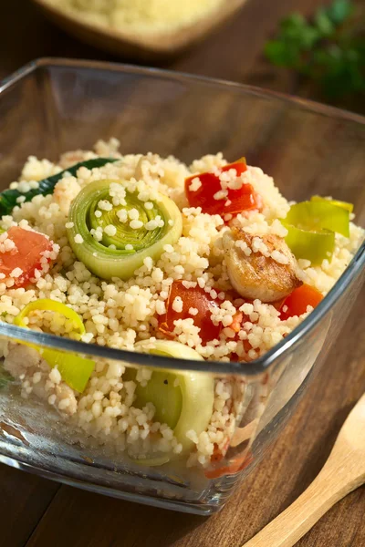 Couscous Dish with Chicken Leek Tomato — 图库照片
