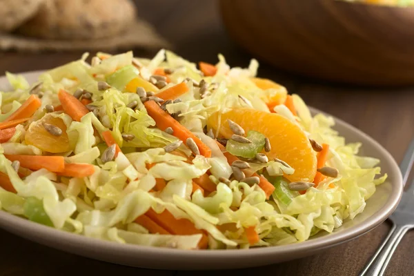 Savoy Cabbage Carrot Celery Orange Salad with Sunflower Seeds — Stock Photo, Image