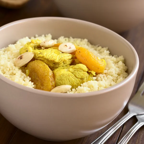 Chicken and Dried Apricot Stew on Couscous — Stock Photo, Image