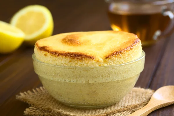 Lemon Souffle in Glass Bowl — Stock Fotó