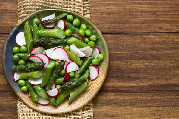 Zöld spárga retek borsó saláta — Stock Fotó