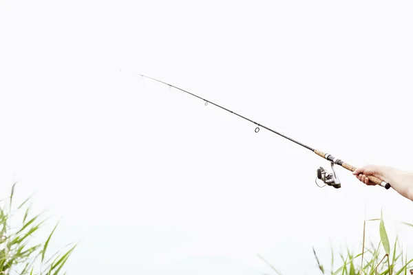 Pescatore con asta primo piano — Foto Stock