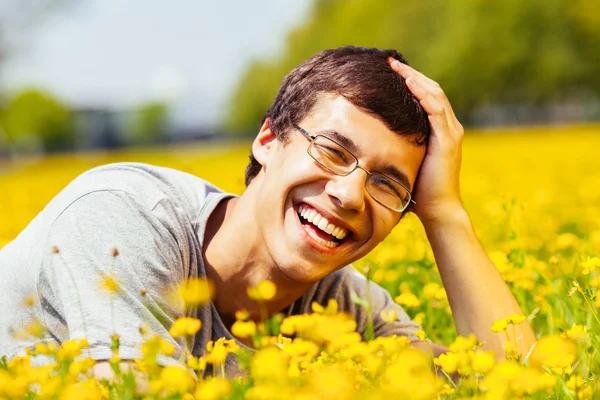 Laughing guy outdoors — Stock Photo, Image