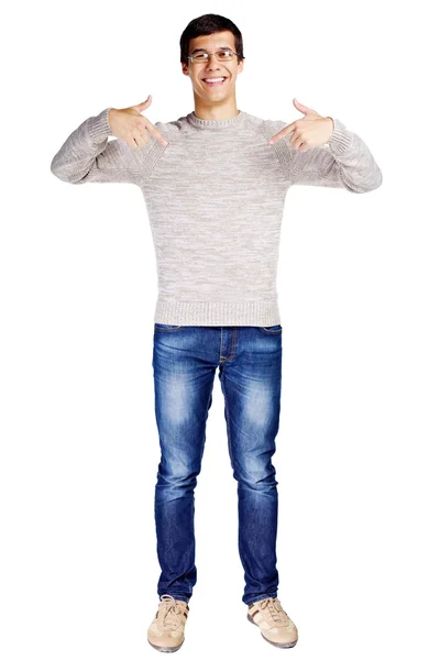 Guy pointing at himself with fingers — Stock Photo, Image