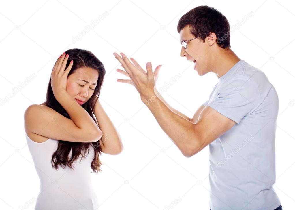 Young man shouting at his girlfriend