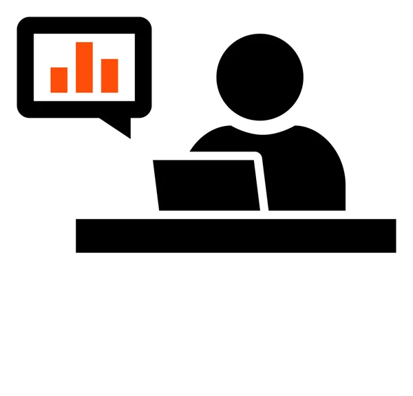 Business analyst at workplace icon — Stock Vector