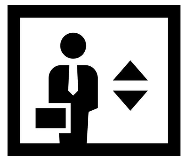 Homme d'affaires dans l'icône ascenseur — Image vectorielle