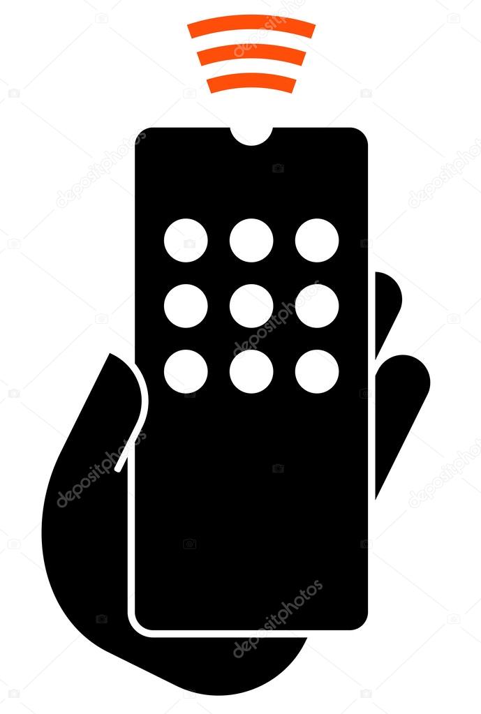 Hand hold remote control icon