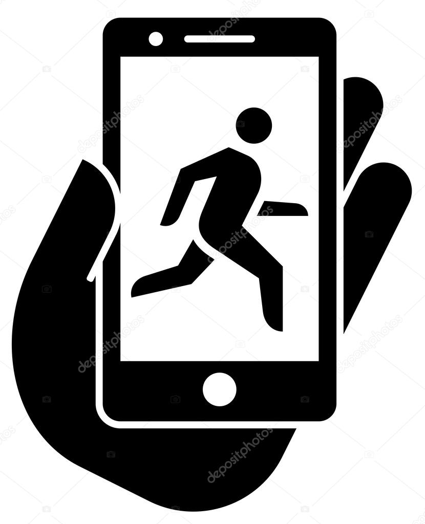 Smartphone with jogging tracker icon