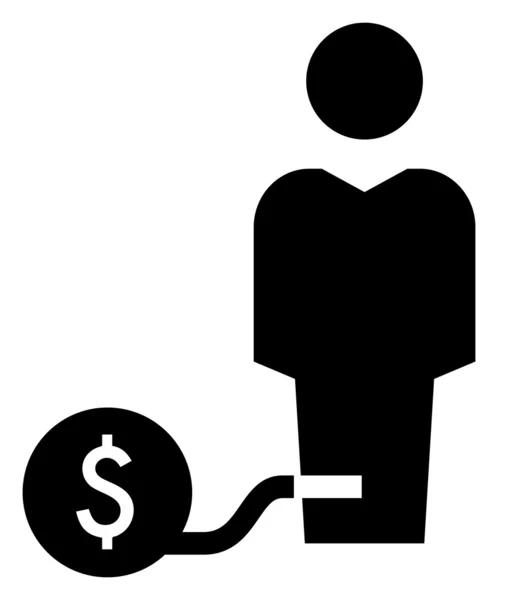 Hombre cargado con icono de deuda — Archivo Imágenes Vectoriales