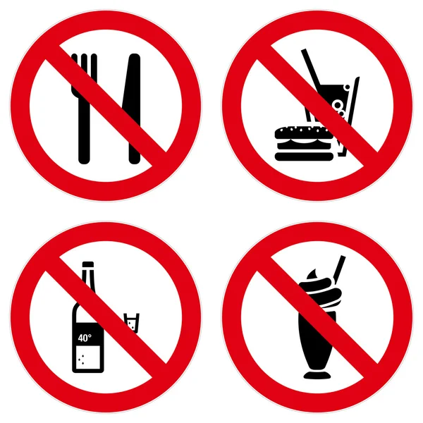No eating and drinking signs — Stock Vector