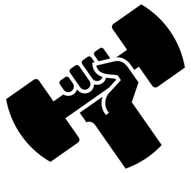 Dumbbell in hand icon clipart