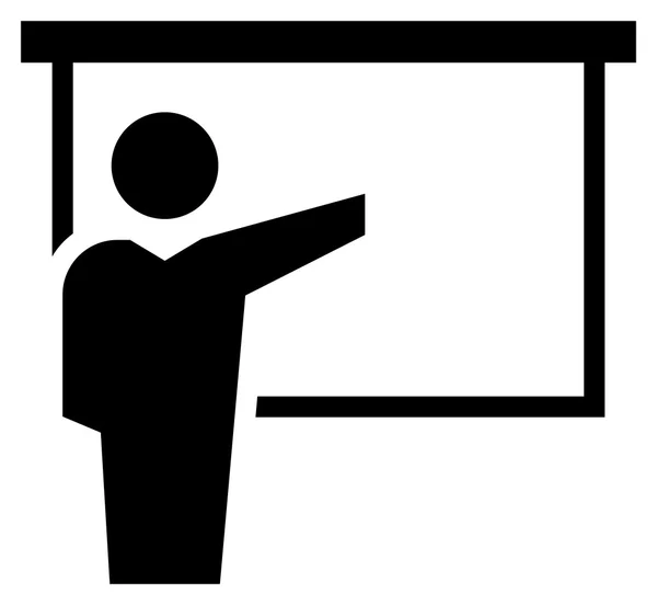 Homme signalant à l'icône de présentation — Image vectorielle