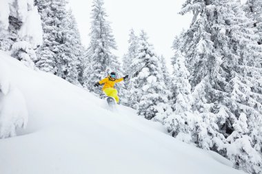 Freeride snowboard kayak pisti üzerinde