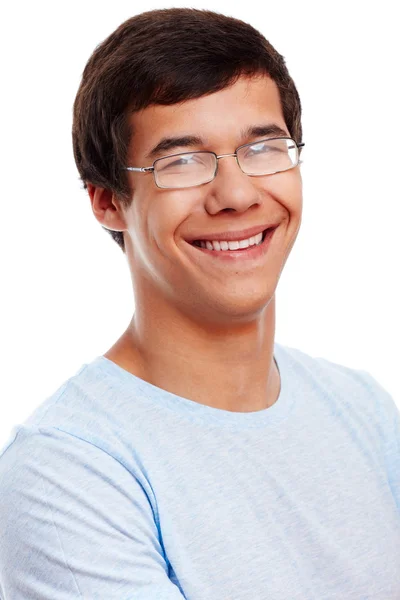 Smiling guy in glasses closeup — Stock Photo, Image