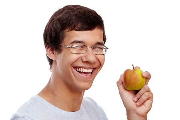 Guy with apple — Stock Photo, Image