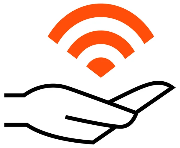 WiFi op pictogram van een hand — Stockvector