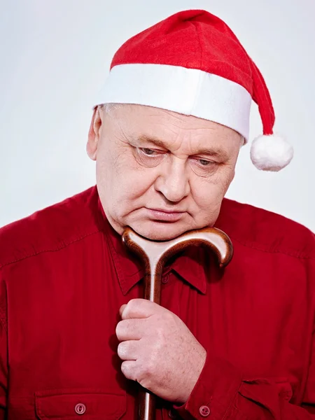 Senior lonely at Christmas holidays — Stock Photo, Image