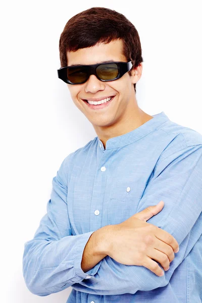 Chico en gafas 3D con brazos cruzados —  Fotos de Stock