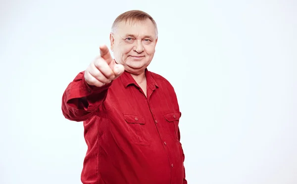 Senior with finger pointing at you — Stock Photo, Image