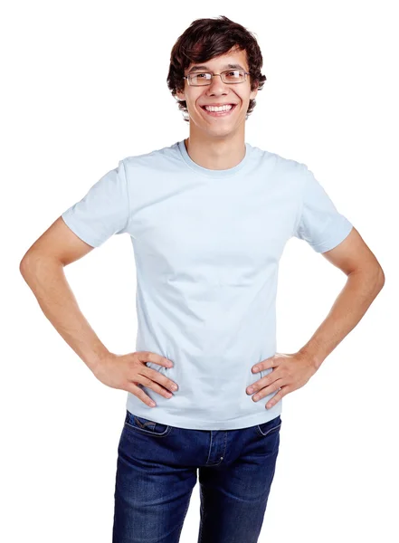 Smiling guy with hands on hips — Stock Photo, Image