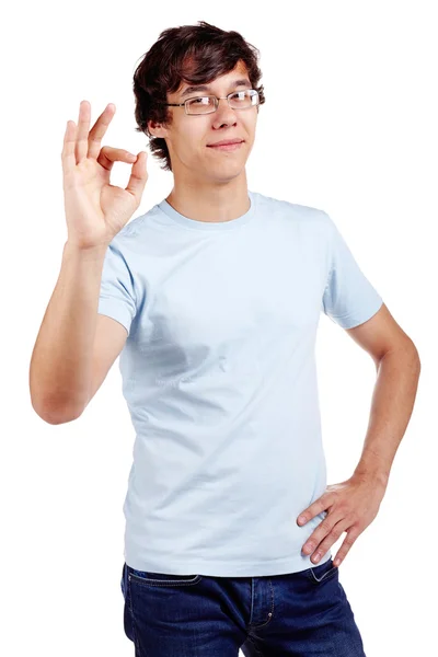 Guy showing okay sign — Stock Photo, Image