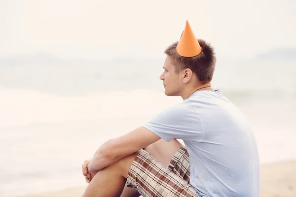 Lonely birthday beach party — Stock Photo, Image