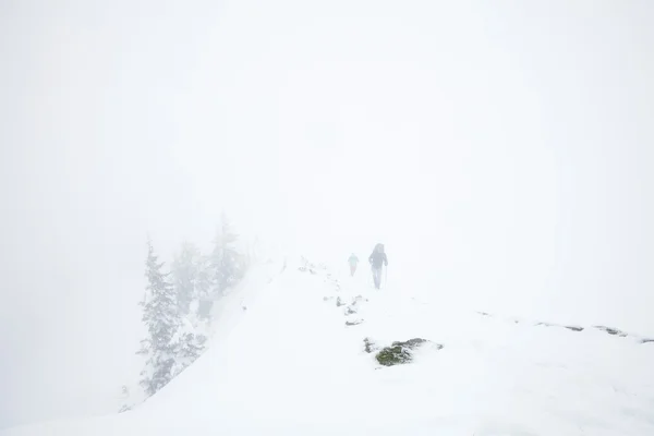 Extreme winter hiking in Alps — Stock Photo, Image