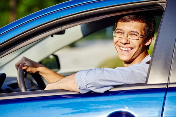 Guy in car closeup Stock Photo