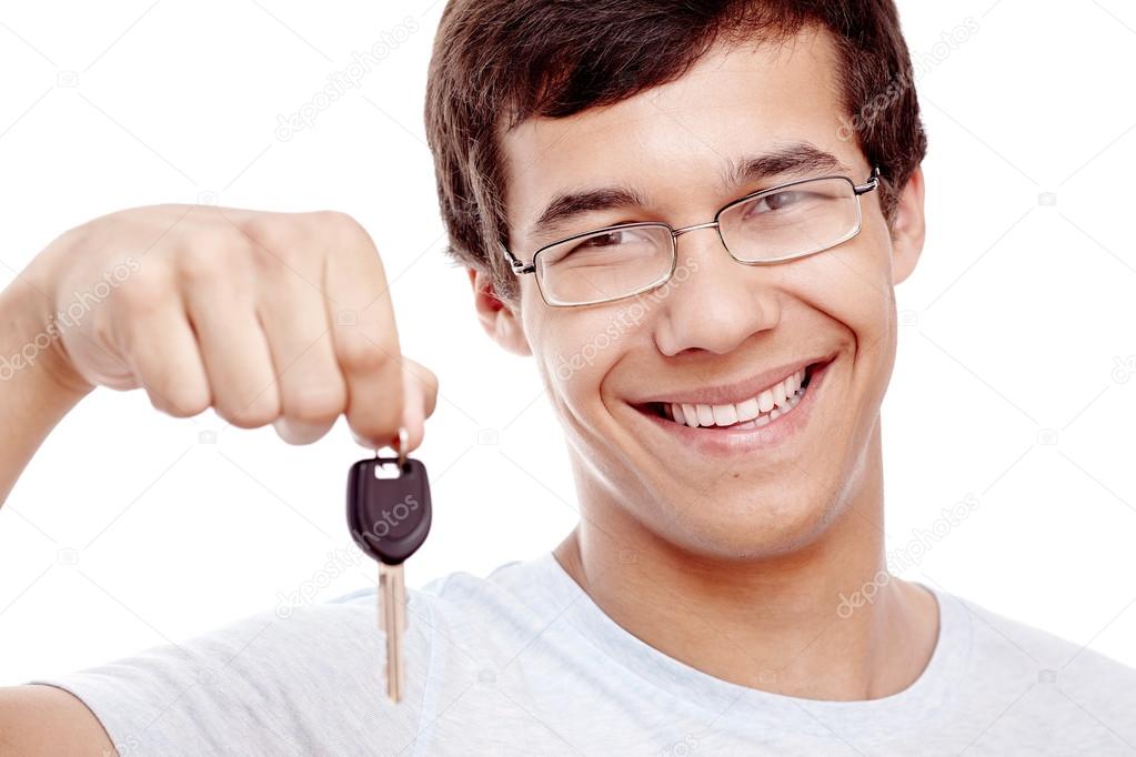 Guy with car keys closeup