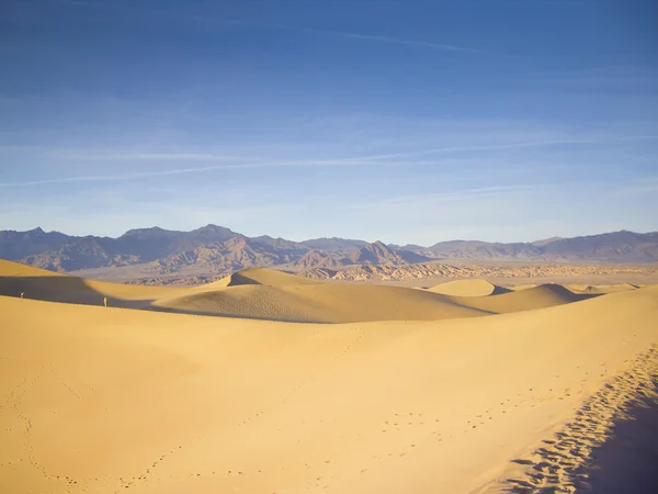 Des personnes minuscules dans le vaste désert de la vallée de la mort — Photo