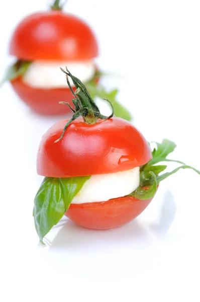 Snack cherry tomato with mozzarella — Stock Photo, Image