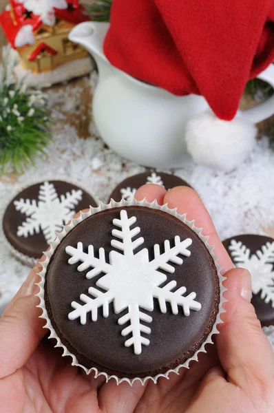 Schokoladenweihnachtsmuffins — Stockfoto
